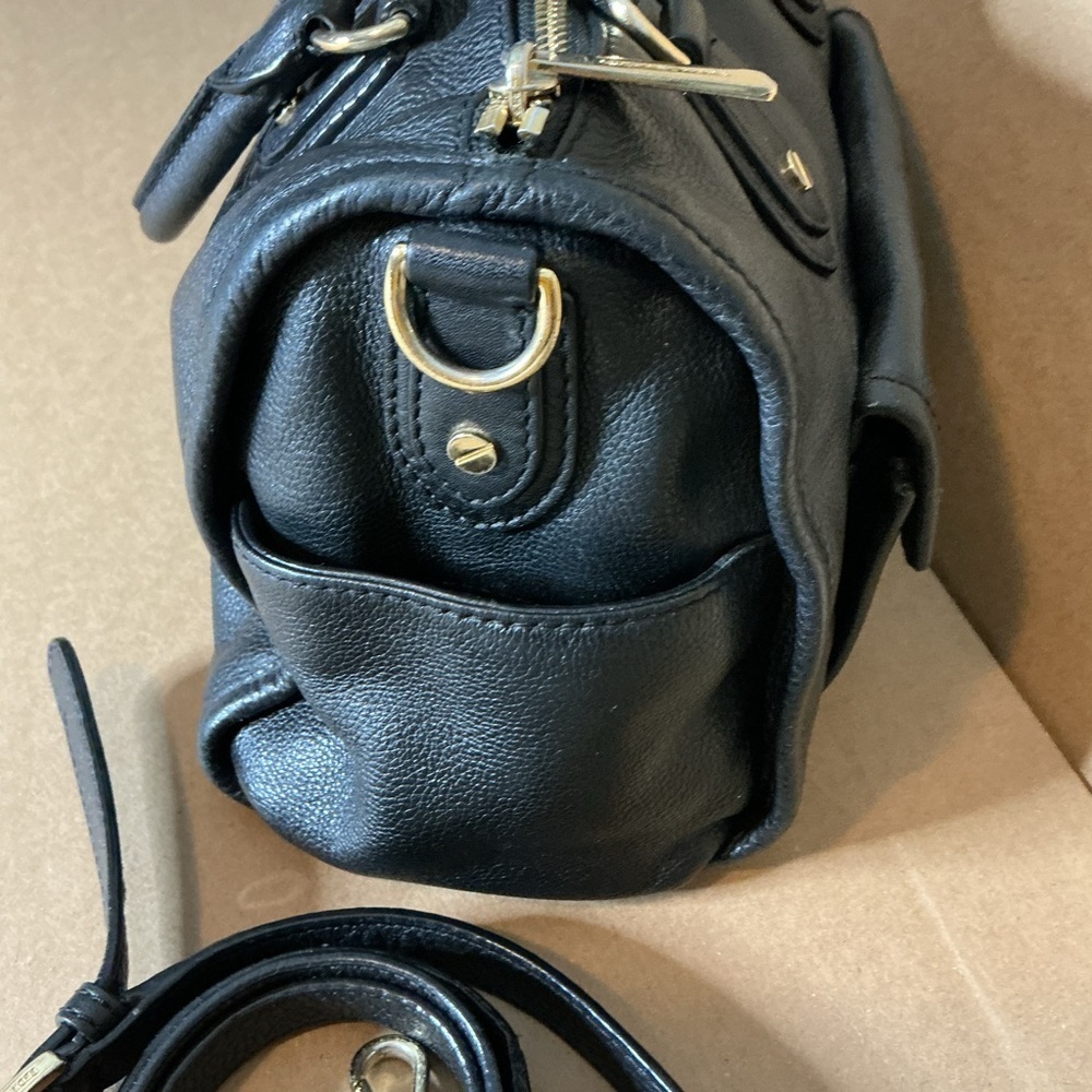 Y2K Vintage 90s,Michael Kors Black Leather Satchel with Gold Logo - Picture 10 of 14